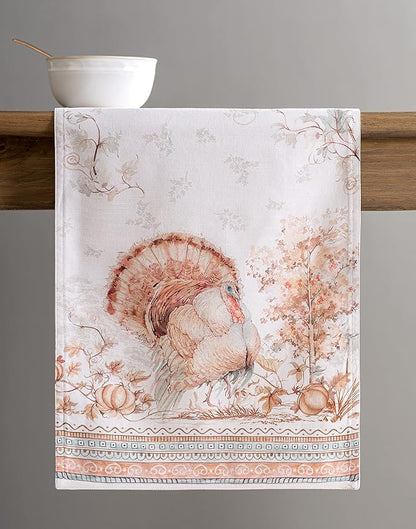 Maison d' Hermine Table Runner 100% Cotton Double Layer Table Runners 72 inches Long for Thanksgiving Christmas Decorations Home Kitchen Dining Party Wedding (Giving Thanks, 14.5" x 72")