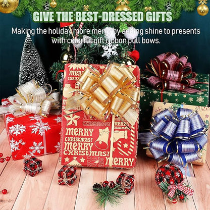 WILLBOND 20 Pieces 6 Inch Pull Bows Gift Wrapping Ribbon Pull Bows for Christmas Wedding Baskets Valentine Multicolor Wrap Accessory for Gift Present Holiday Decor(Assorted Color)