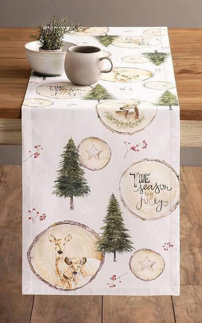 Maison d' Hermine Table Runner 100% Cotton Single Layer Table Runners 36 inches Long for Thanksgiving Christmas Decorations Home Kitchen Dining Party Wedding (Mountain Life, 14.5" x 36")