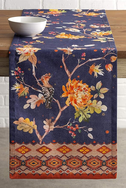 Maison d' Hermine Table Runner 100% Cotton Single Layer Table Runners 90 inches Long for Thanksgiving Christmas Decorations Home Kitchen Dining Party Wedding (Kelim - Infinity, 14.5" x 90")