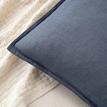 MIULEE Decorative Linen Pillow Covers 20x20 Inch Indigo Blue Boho Farmhouse Neutral Couch Throw Pillows for Bed Pack of 2 Accent Coastal Modern Pillowcase Summer Sofa Livingroom Home Decor