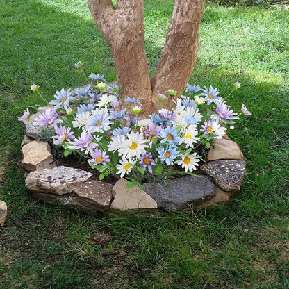 6 Pcs Artificial Daisy Flowers Outdoor Silk Flower Artificial Wildflowers for Decoration Bulk UV Resistant Faux Flowers for Vase Floral Arrangements Home Table Centerpieces Indoor Garden