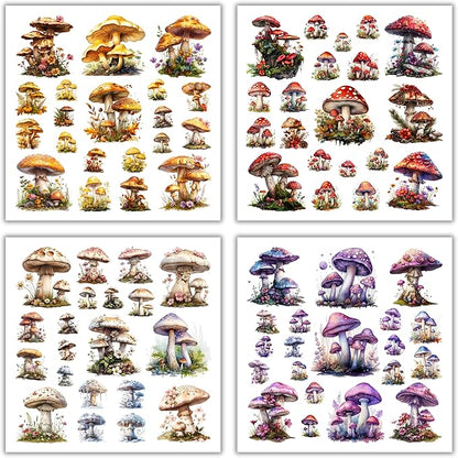 XERE 400 Pcs Mushrooms Flora and Fauna Scrapbook Stickers Set for Scrapbooking and Journaling Notebooks, Junk Journal Supplies, Sketchbook, Bookmark Making, Planner Sticker