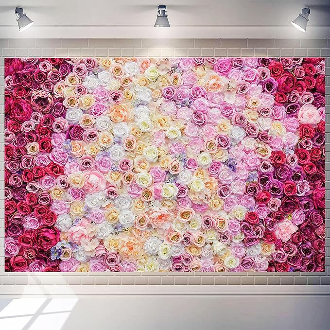 Rose Flower Wall Backdrop 10X6 ft Large Floral Photography Background for Indoor Outdoor Wedding Party Bridal Shower Baby Shower Engagement Shoot Photo Booth Decoration