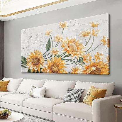 Suconvng Canvas Art Wall Decor Print Paintings Sunflower Wall Art Prints Pictures Decor Ready To Hang Pictures For Bedroom Bathroom And Office Kitchen Home Decor Artwork 20"×40"