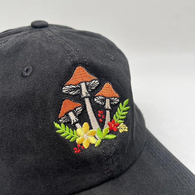 Cute Flower Hat, Elegant Floral Embroidered Adjustable Baseball Cap for Men Women, Gifts for Flower Lovers, Black