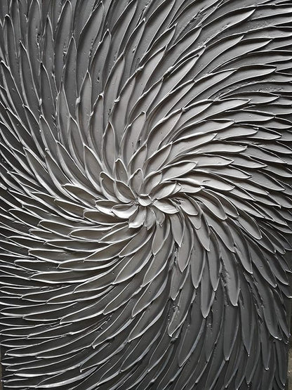YaSheng Art - 3D Abstract Art Oil Paintings on Canvas Texture Silver Gray Color Abstract Artwork Modern Home Decor Canvas Wall Art Ready to Hang for Living Room Bedroom 24x36inch