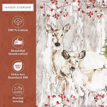 Maison d' Hermine Placemats Set of 4 100% Cotton Washable Cloth Place Mats, Reusable Table Mats for Thanksgiving Christmas Decorations Kitchen Dining Party Wedding (Mountain Life, 13" x 19")