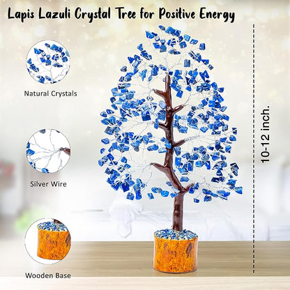 Lapis Lazuli Crystal Tree of Life healing crystals Spiritual Blue Shelf Decorations & Crystal Decor Feng Shui Table Decor Gifts for Men Dad & Boyfriend or Perfect Housewarming Home Accents Decor Gift