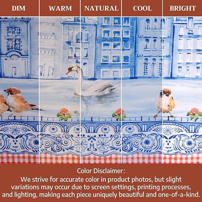 Maison d'Hermine Table runner 100% Cotton SingleLayer TableRunners 108 inches long Decorative for Home Kitchen Dining Party Baby Shower Wedding Bridal Shower SpringSummer(Amsterdam Canals,14.50"x108")