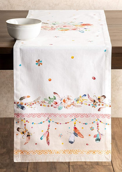 Maison d' Hermine Table Runner 100% Cotton Single Layer Table Runners 108 inches Long Decorative for Home Kitchen Dining Party Wedding Bridal Shower Spring Summer (Ibiza - Beige, 14.50" x 108")
