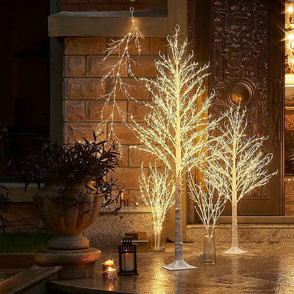 LITBLOOM Lighted White Twig Branches 32IN 200 LED Fairy Lights Plug in with Timer and Dimmer, Artificial Tree Branch with Lights for Holiday Xmas Home Decoration Indoor Outdoor Decor