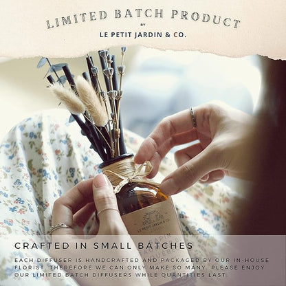 Reed Diffusers - Oil Sticks Diffuser Set with Real Dried Flowers - Reed Diffusers for Home, Bathroom & Office | Air Freshener Fragrance Sticks for Shelf Decor & Gifts by Le Petit Jardin & Co.