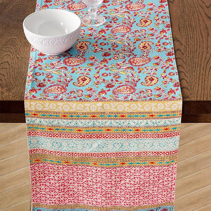 Maison d' Hermine Tablerunners 100% Combed Cotton Premium Table Runner Decorative Table Cover for Home, Kitchen, Dining, Parties & Camping, Lauris , Double Layer - (14.5"x72")