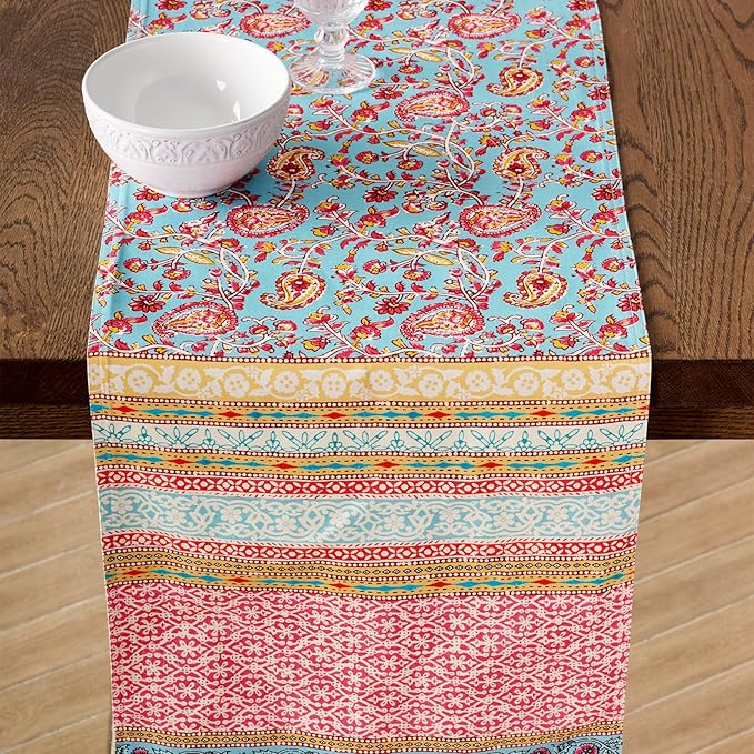 Maison d' Hermine Tablerunners 100% Combed Cotton Premium Table Runner Decorative Table Cover for Home, Kitchen, Dining, Parties & Camping, Lauris, Double Layer - (14.5"x108")