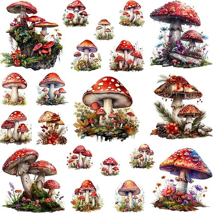 XERE 400 Pcs Mushrooms Flora and Fauna Scrapbook Stickers Set for Scrapbooking and Journaling Notebooks, Junk Journal Supplies, Sketchbook, Bookmark Making, Planner Sticker