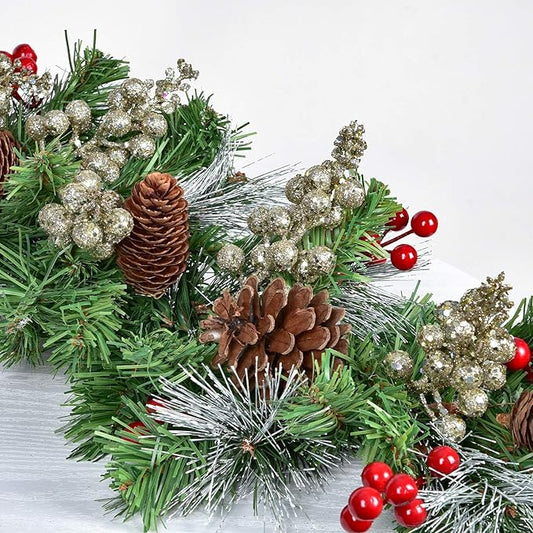 14 Pack Christmas Glitter Berries Stems Clearance, 7.8 Inch Artificial Christmas Picks for Christmas Tree Ornaments, DIY Xmas Wreath, Crafts, Holiday and Home Decor, Champagne