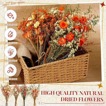 Layhit 4 Pack Large Size Boho Dried Flower Bouquet 15-17 Inch Wedding Handmade Dry Flowers for Vase Crafts DIY Photo Boutonniere for Men Floral Plant for Bridesmaid Gift Birthday Decor(Gerbera Daisy)
