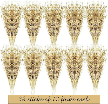 Geosar 30 Pcs Christmas Artificial Glitter Berry Stem Decorations 17 Inch Faux Stick Floral Pick Centerpiece Bouquet Flower Bead Twigs for Centerpiece Tree Wreath Xmas Ornaments Home(Gold)