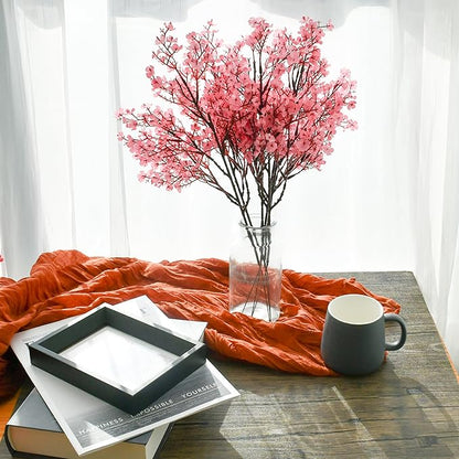 Mandy's Pink Artificial Baby’s Breath European Flowers 6 Bundles Silk Gypsophila with Bendable Stems for Fall Thanksgiving & Christmas Centerpiece Wedding Decor and Table Arrangements