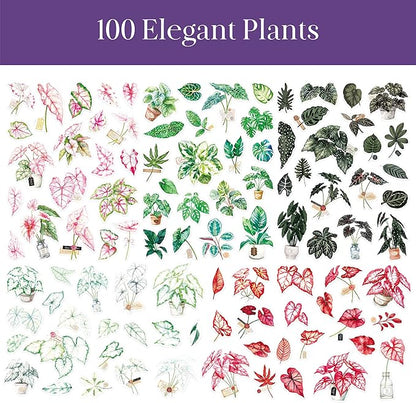 300 PCS PVC Taro Leaf Stickers, Self-Adhesive PVC Greenery Stickers Nature Plant Decals for Scrapbook, Laptop, Journal, DIY Project, Spring Themed Party Decors