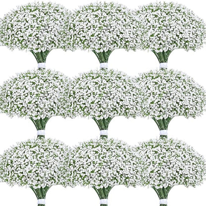 Yastouay 60Pcs Babys Breath Artificial Flowers, Fake White Babys Breath Flowers Artificial Bulk, Real Touch Faux Babies Breath Gypsophila Bouquet for Wedding Floral Arrangement Party Decor