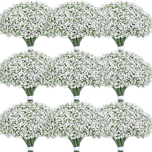 Yastouay 60Pcs Babys Breath Artificial Flowers, Fake White Babys Breath Flowers Artificial Bulk, Real Touch Faux Babies Breath Gypsophila Bouquet for Wedding Floral Arrangement Party Decor