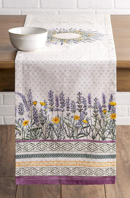 Maison d' Hermine Table Runner 100% Cotton Single Layer Table Runners 72 inches Long Decorative for Home Kitchen Dining Party Wedding Bridal Shower Spring Summer (Fanny Lavender, 14.50" x 72")