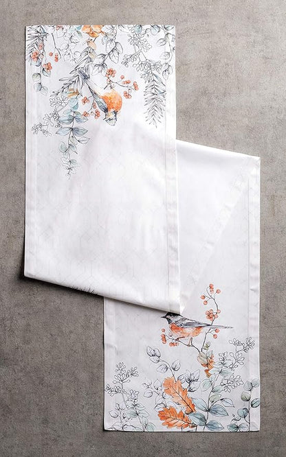 Maison d' Hermine Table Runner 100% Cotton Single Layer Table Runners 36 inches Long for Thanksgiving Christmas Decorations Home Kitchen Dining Party Wedding (Whitish Shabby Chique, 14.5" x 36")