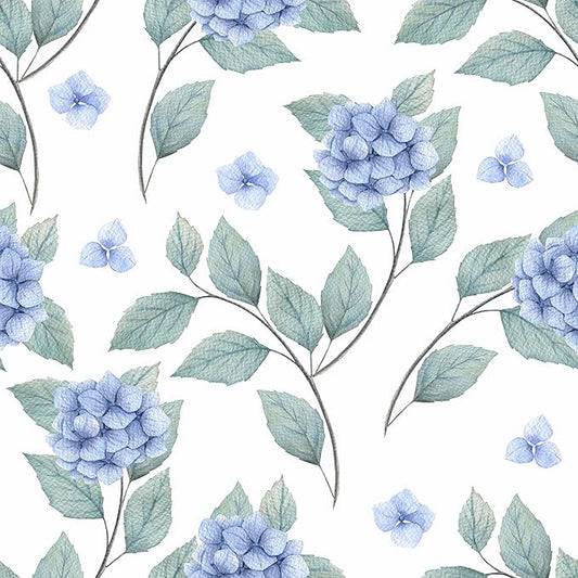 Blue Floral Peel and Stick Wallpaper Boho Hydrangea Floral Contact Paper for Cabinets Drawers 17.7"x160" Prepasted Watercolor Flower Wall Paper Blue and White Botanical Wallpaper for Bedroom