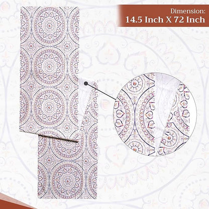Maison d' Hermine Table Runner 100% Cotton Single Layer Table Runners 72 inches Long Decorative for Home Kitchen Dining Party Baby Shower Wedding Bridal Shower Spring Summer (Mandala, 14.50" x 72")