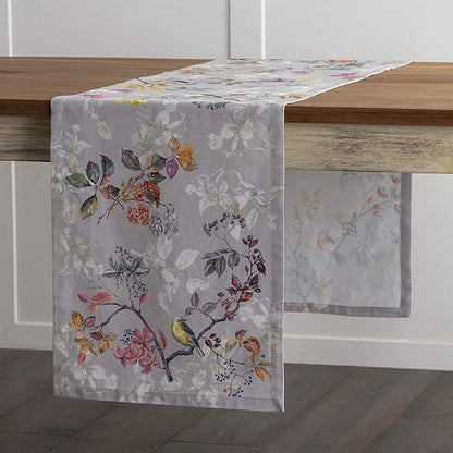 Maison d' Hermine Table Runner 100% Cotton Single Layer Table Runners 36 inches Long for Thanksgiving Christmas Decorations Home Kitchen Dining Party Wedding (Equinoxe - Grey, 14.5" x 36")
