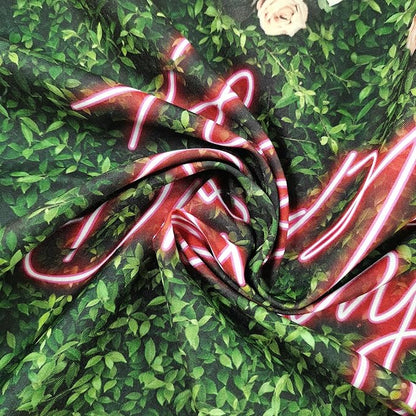 Riyidecor Happy Birthday Backdrop Backdrop Polyester Fabric Pink Rose Neon Flower Wall Green Leaves 5Wx3H Feet for Women Floral Blossom Photography Background Birthday Baby Shower Photo Studio Shoot