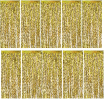 Gold Backdrop Birthday Decorations Foil Curtain Backdrop Gold Streamers Dance Party Decorations Photo Booth Props for Bachelorette Decorations Christmas Halloween New Years Eve Party Supplies