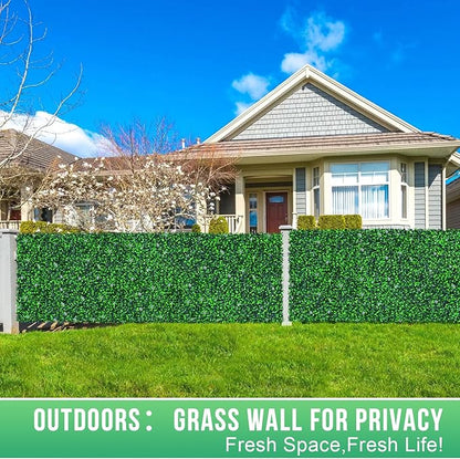 16PCS Grass Wall Panel with Flowers, 20x20inch Boxwood Panels, Grass Backdrop, Privacy Hedge Screen, UV Protected Wall Backdrop for Outdoor Garden and Indoor Home Wedding