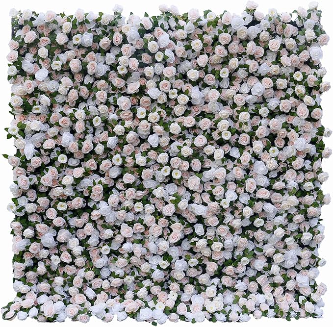 8×8 ft Artificial White Flower Wall with Backdrop Stand, 2pcs 4×8 ft Panels, Assembly-Friendly Floral Backdrop for Weddings, Events, Studios & Window Displays