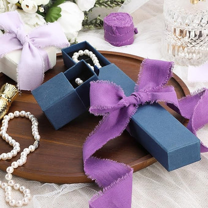 Purple Ribbon 1-1/2 x 15 Yards Handmade Cotton Frayed Fringe Fabric Ribbons for Crafts Flower Bouquets Wedding Baby Shower Home DIY Decor