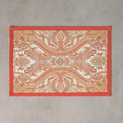 Maison d' Hermine Placemats Set of 4 100% Cotton Washable Cloth Place Mats, Reusable Table Mats for Thanksgiving Christmas Decorations Kitchen Dining Party Wedding (Kashmir Paisley, 13" x 19")