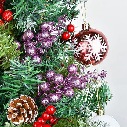 Lvydec 16pcs Christmas Glitter Berry Stems Clearance, 7.8" Artificial Christmas Picks for Christmas Tree Ornaments, DIY Xmas Wreath, Crafts, Holiday and Home Decor (Light Purple)