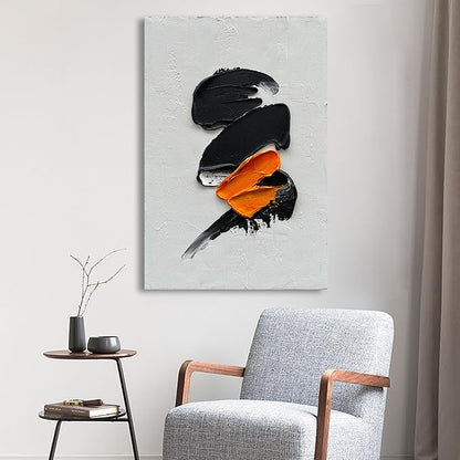 Epicler art Hand-painted black and white Abstract wall Decoration Oil Painting Contemporary minimalist art works living room, bedroom, dining room wall decoration 36x24 inches