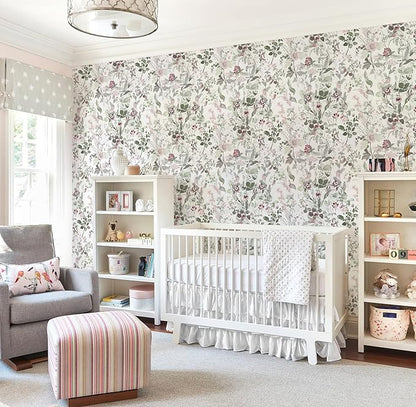 Erfoni 17.7" x 394" Removable Peel and Stick Wallpaper Floral and Leaf Contact Paper Boho Flower Self Adhesive Wallpaper DIY Vintage Wall Paper Decoration for Accent Wall Cabinets Decor Waterproof