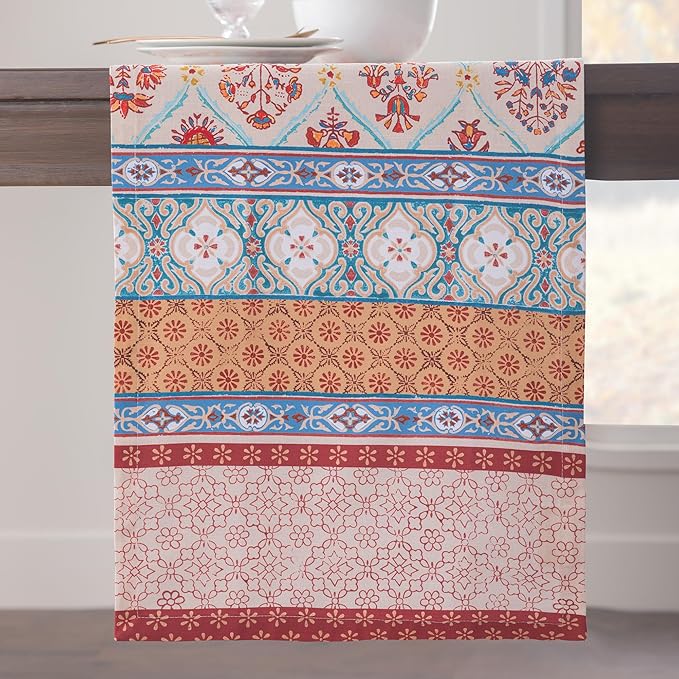 Maison d' Hermine Table Runner 100% Cotton Single Layer Table Runners 72 inches Long for Thanksgiving Christmas Decorations Home Kitchen Dining Party Wedding (Romane, 14.5" x 72")