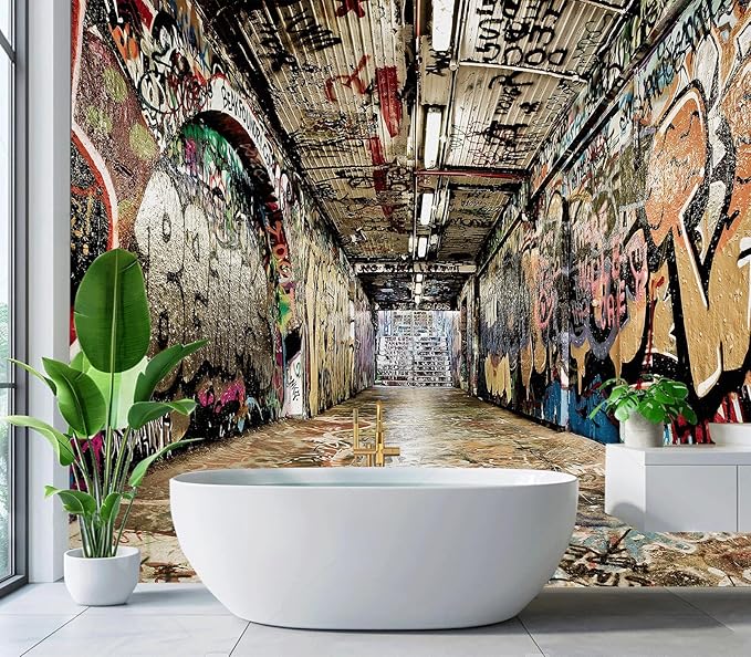 Cliouar-Graffiti on The Underground Crosswalk in The Tunnel Peel and Stick 160" x 114"