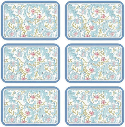 patdrea Red Blue Flower Rectangular PVC Placemats, Pack of 6, Waterproof Insulation, Soft and Durable, Suitable for Dining Table, Kitchen and Coffee Table Decoration,12"*17"