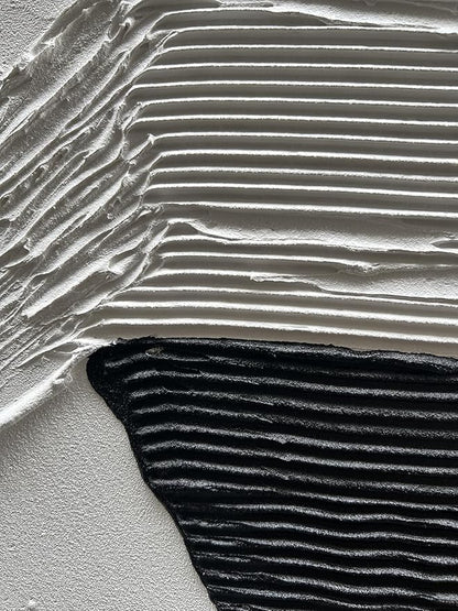 Hand-Painted 45x30 inch White and Black Abstract Wall Decoration Oil Painting Thick Texture Minimalist Art