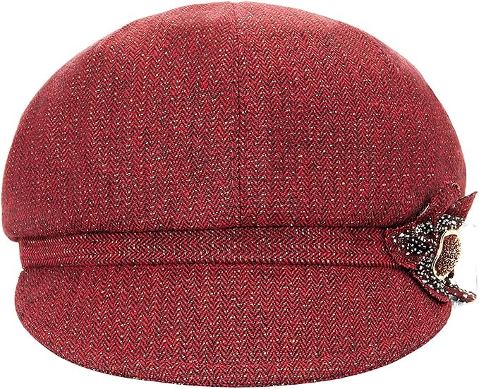 Women Retro Classic Visor Newsboy Cabbie Cap Beret Hats with Flower Buckle for Woman Ladies
