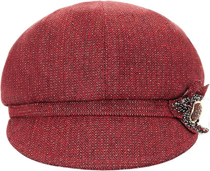 Women Retro Classic Visor Newsboy Cabbie Cap Beret Hats with Flower Buckle for Woman Ladies