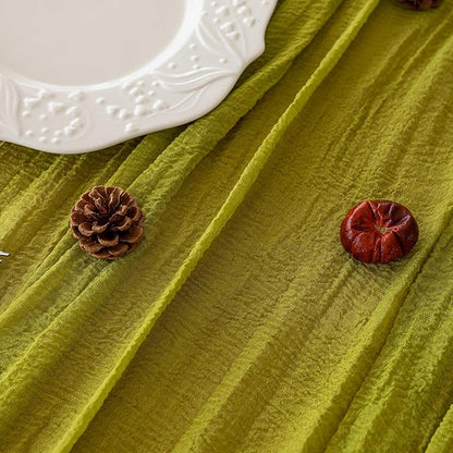 3pcs Moss Green Cheesecloth Table Runner Gauze 120 Inch 10 FT Rustic Boho Cheese Cloth Runner for Wedding Baby Shower Bridal Shower Birthday Party Long Sheer Home Decorations