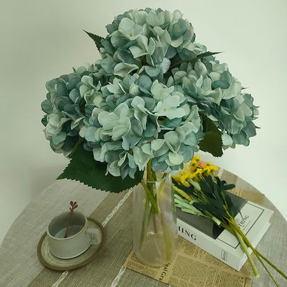 Hydrangea Artificial Flowers,Faux Hydrangea Flowers,Artificial Hydrangeas Flowers with Stems,Fake Hydrangeas,Silk Hydrangeas Flowers with Stems for Home Decor (10, Fall Blue)