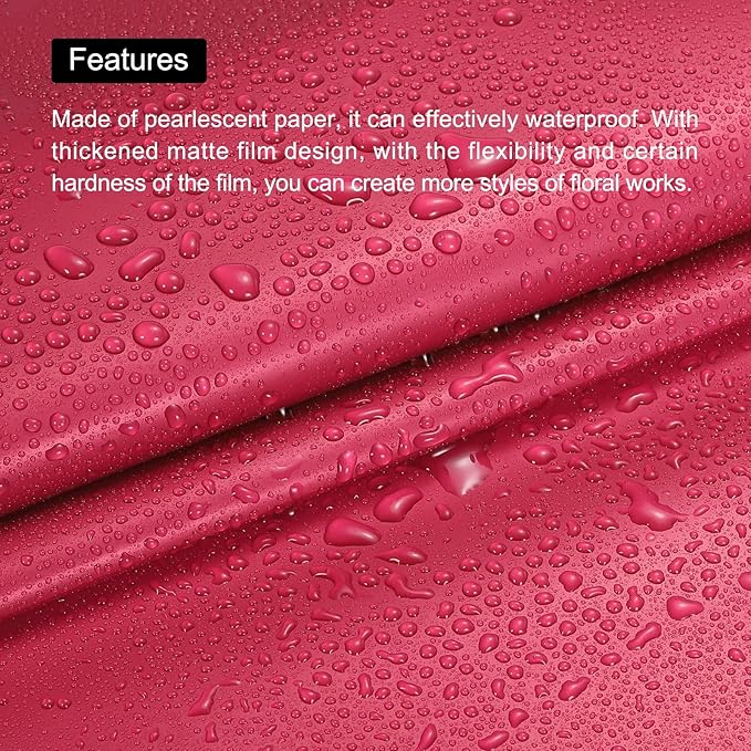 MECCANIXITY 20 Pcs Flower Wrapping Paper 22.8x22.8 Inch Waterproof Florists Wrapping Paper for Florist Bouquet Supplies, DIY Crafts, Gift/Gift Box Packaging Red